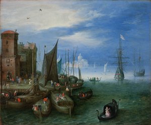 Escena Portuaria en Venecia de Jan the Elder Brueghel