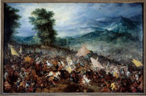 La batalla de Arbela (o Issos) Alejandro Magno (356-323 a.C.) y su ejército durante la batalla de Issos, donde el rey macedonio derrotó a Darío III en 333 a.C. de Jan the Elder Brueghel