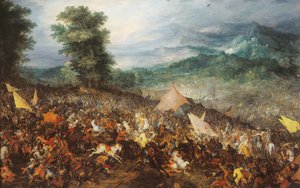 La batalla de Gaugamela de Jan the Elder Brueghel