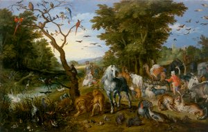 La entrada de los animales en el arca de Noé de Jan the Elder Brueghel