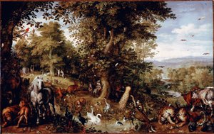El Paraíso Eterno. Todos los animales de la creación representados en parejas. Pintura de Jan Bruegel, conocido como Bruegel de Terciopelo (1568-1625) de Jan the Elder Brueghel