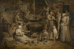 Visita a los campesinos (óleo sobre tabla) de Jan the Elder Brueghel