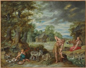 Adán trabajando en un campo, de La historia de Adán y Eva
