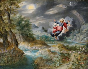 Dios creando el sol, la luna y las estrellas en el firmamento, c.1650