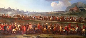 Una caravana turca en las afueras de Constantinopla (óleo sobre lienzo) de Jan van (attr. to) Huchtenburgh