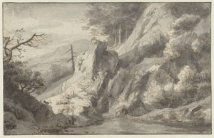 Paisaje de montaña con coníferas muertas de Jan van Aken
