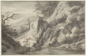 Paisaje de montaña con una conífera muerta de Jan van Aken