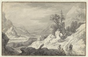 paisaje de montaña con un valle de río de Jan van Aken