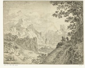 Paisaje fluvial con viajeros
Paisajes del Rin (título de la serie)
