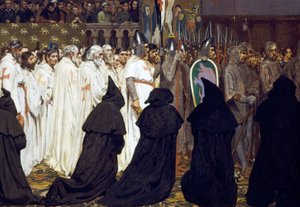 Los funerales de Carlos el Bueno, conde de Flandes, celebrados en Brujas el 22 de abril de Jan van Beers