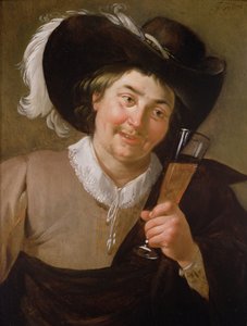 Retrato de un hombre sosteniendo una copa de vino