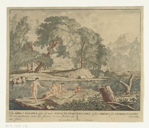 Tres ninfas se bañan en un lago
Escenas del poemario de Virgilio Bucólica (título de la serie) de Jan van Call (I)