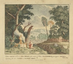 Una mujer hace una ofrenda a Príapo
Escenas del poemario de Virgilio Bucólica (título de la serie) de Jan van Call (I)