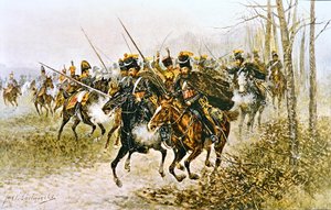Napoleón y su estado mayor sorprendidos por cosacos de Jan van Chelminski