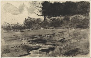 Paisaje con borde de bosque y agua de Jan van Essen