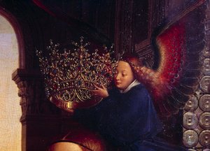 Un ángel coronando a la Virgen. Detalle de “La Virgen del Canciller Rolin” de Jan van Eyck