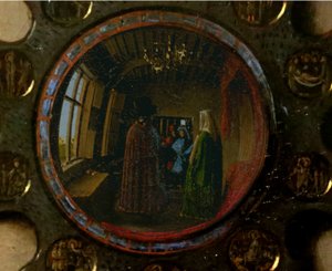Detalle del retrato de Giovanni Arnolfini y su esposa de Jan van Eyck