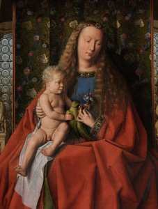 Detalle de la Virgen y el Niño con los santos Donatián y Jorge y el canónigo Joris van der Paele, c.1436 (óleo sobre madera) de Jan van Eyck