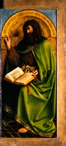 El retablo de Gante. Adoración del Cordero Místico: Juan el Bautista, 1432 de Jan van Eyck