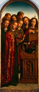 El retablo de Gante. Adoración del Cordero Místico: Ángeles cantores, 1432 de Jan van Eyck
