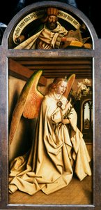 El retablo de Gante. Adoración del Cordero Místico: El Arcángel Gabriel, 1432 de Jan van Eyck