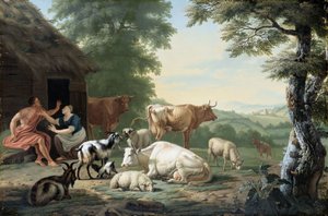 Paisaje arcádico con pastores y ganado