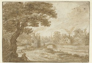 Paisaje con casas y un puente de Jan van Goyen (possibly)