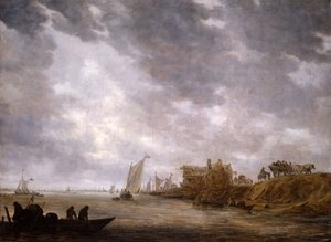 Escena de río de Jan van Goyen