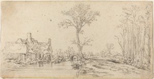 Cabaña junto a un río de Jan van Goyen