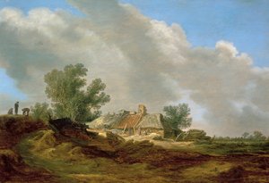 Paisaje de dunas con cabaña y figuras de Jan van Goyen