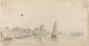 Velero en un estuario de Jan van Goyen