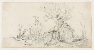 Sketch of Landscape with Cottage de Jan van Goyen