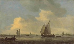 Vista del río Merwede y las ruinas de la Huis te Merwede; al fondo Dordrecht de Jan van Goyen