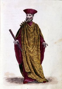 Capitán del Mar: Oficial de la Marina Militar de la República de Venecia. Dibujo en acuarela y tinta del manuscrito “Costumbres de los venecianos” de Jan van Grevenbroeck (o Giovanni Grevembroch (Grevenbroch) (1731-1807)