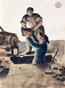 Limpieza de alcantarillas públicas, ilustración del 