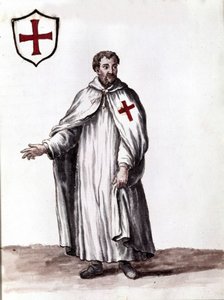 Caballero de la Orden de los Templarios. Dibujo en acuarela y tinta del manuscrito “Costumbres de los Venecianos” de Jan van Grevenbroeck (1731-1807)