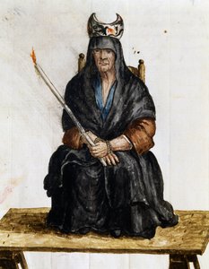 Hechicera, ilustración de Trajes de venecianos de casi todas las épocas, recopilados y pintados diligentemente en el siglo XVIII, Giovanni di Grevembroch (1731-1807) de Jan van Grevenbroeck