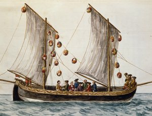 Barco veneciano adornado para la Fiesta del Redentor, por Jan Grevenbroeck, acuarela, Italia de Jan van Grevenbroeck