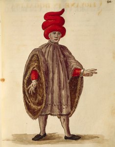 Joven con "Dogalina", Gli Abiti de Veneziani, del libro ilustrado de trajes