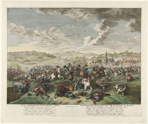 Batalla ecuestre en el norte de Italia, c. 1702-1703
Pugna Germanorum et Gallorum in Italia / Battle of the Germans with the French in Italien (título en el objeto) de Jan van Huchtenburg