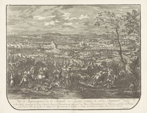 Escoria bij Senta, 1697 Vista y representación de la batalla de Zenta, dada el 11 de septiembre de 1697 (título sobre objeto) de Jan van Huchtenburg
