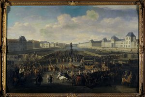 Luis XIV acercándose al Pont Neuf, París de Jan van Huchtenburgh