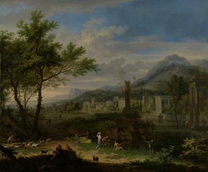 Paisaje arcádico con pescadores