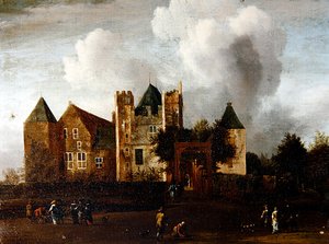 Una vista del castillo de Purmerend, cerca de Monnickendam, Waterland, Holanda