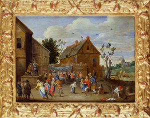 Banquete de bodas en el patio de una posada de Jan van Kessel