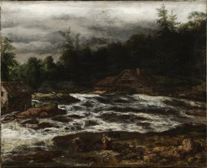 Paisaje montañoso con cascada de Jan van Kessel d.Æ.