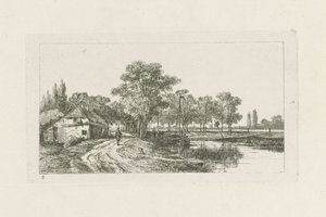 paisaje con barco amarrado Áreas de Utrecht (título de la serie) de Jan van Lokhorst