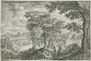 Paisaje de montaña con el Buen Samaritano de Jan van Londerseel