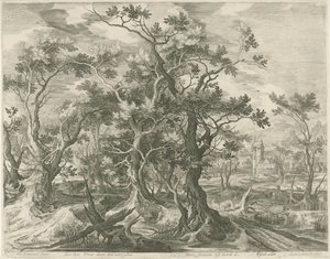 Paisaje con un profeta de Judá desgarrado por un león de Jan van Londerseel