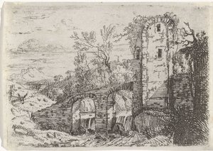 Puente de piedra sobre cascada de Jan van Nickelen